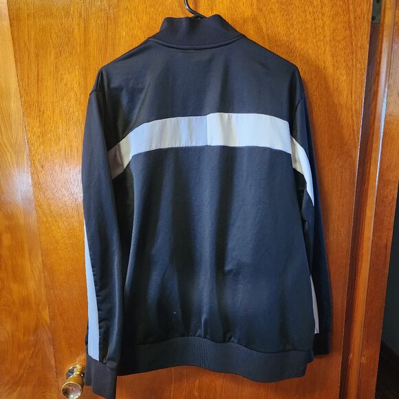 Men's Large Fila Sport Black with White/Gray Stripes Lightweight Full Zip Jacket - Picture 10 of 10